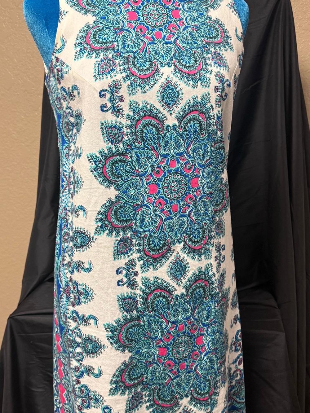 Young Ladies Boho Medallion Mini Dress - Blue & White